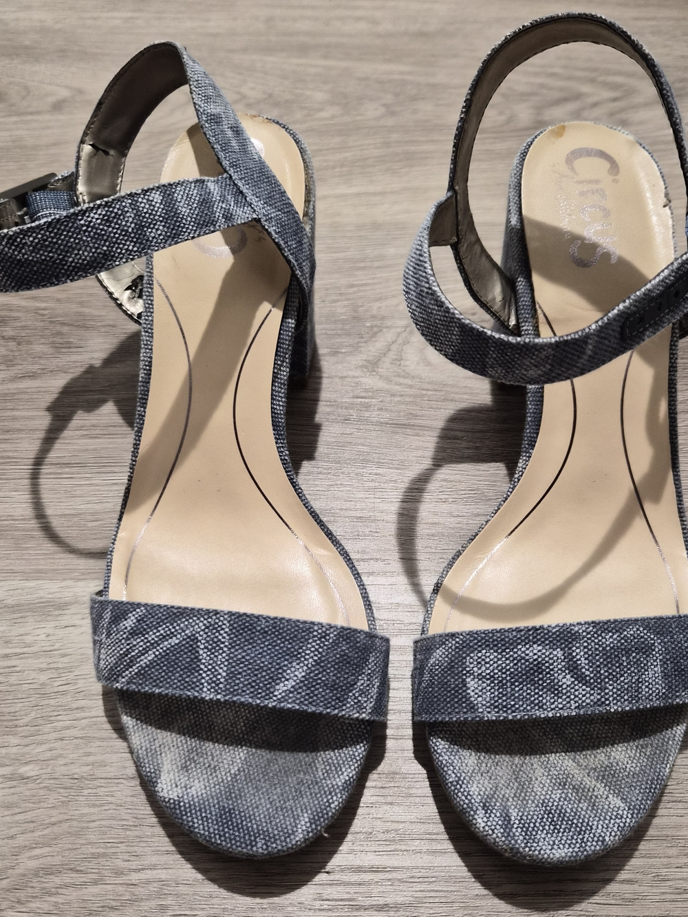CIRCUS by Sam Edelman Denim-Textured Blue Strap Heels